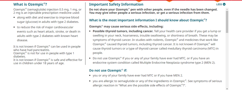 Ozempic Weight Loss- Safety Information